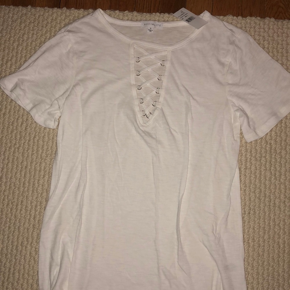White lace up t shirt